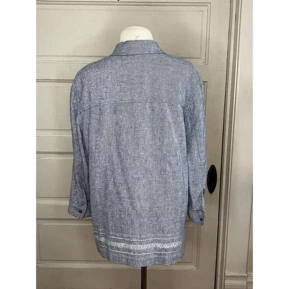 Norton Mcnaughton Shirt Women's Size L Blue 3/4 Sleeve - Picture 8 of 9